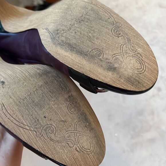 #OfficeSiren 💃 Classic Purple SOFT Leather Blk Patent Toe *Kitten Heel* Pump 8.5 - Picture 11 of 11